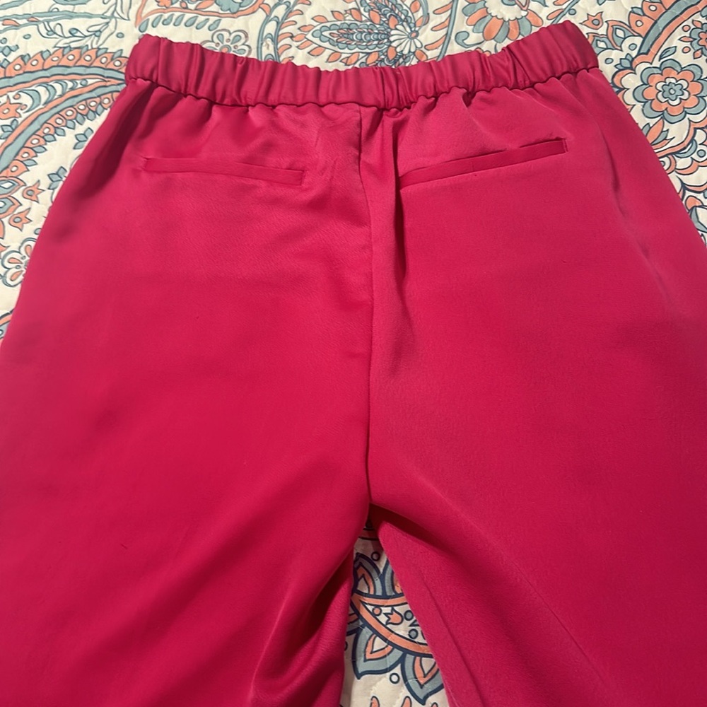 Banana Republic Fuchsia Satin Wide Leg Pants |High Waist |Statement Chic |Size M - Picture 8 of 9